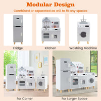 Modular Kids Kitchen Playset with Range Hood and Washing Machine
