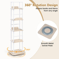 5-Tier Rotating Bookshelf Tower with 360° Spinning Design