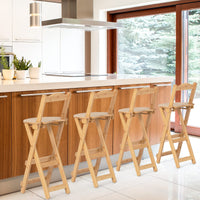 Giantex Folding Bamboo Bar Stools with Backrests