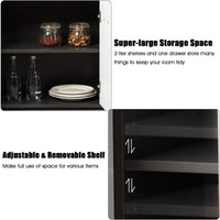 Kitchen Cabinet W/Drawer & 4 Adjustable Shelves, Multifunctional Wood Storage Cabinet