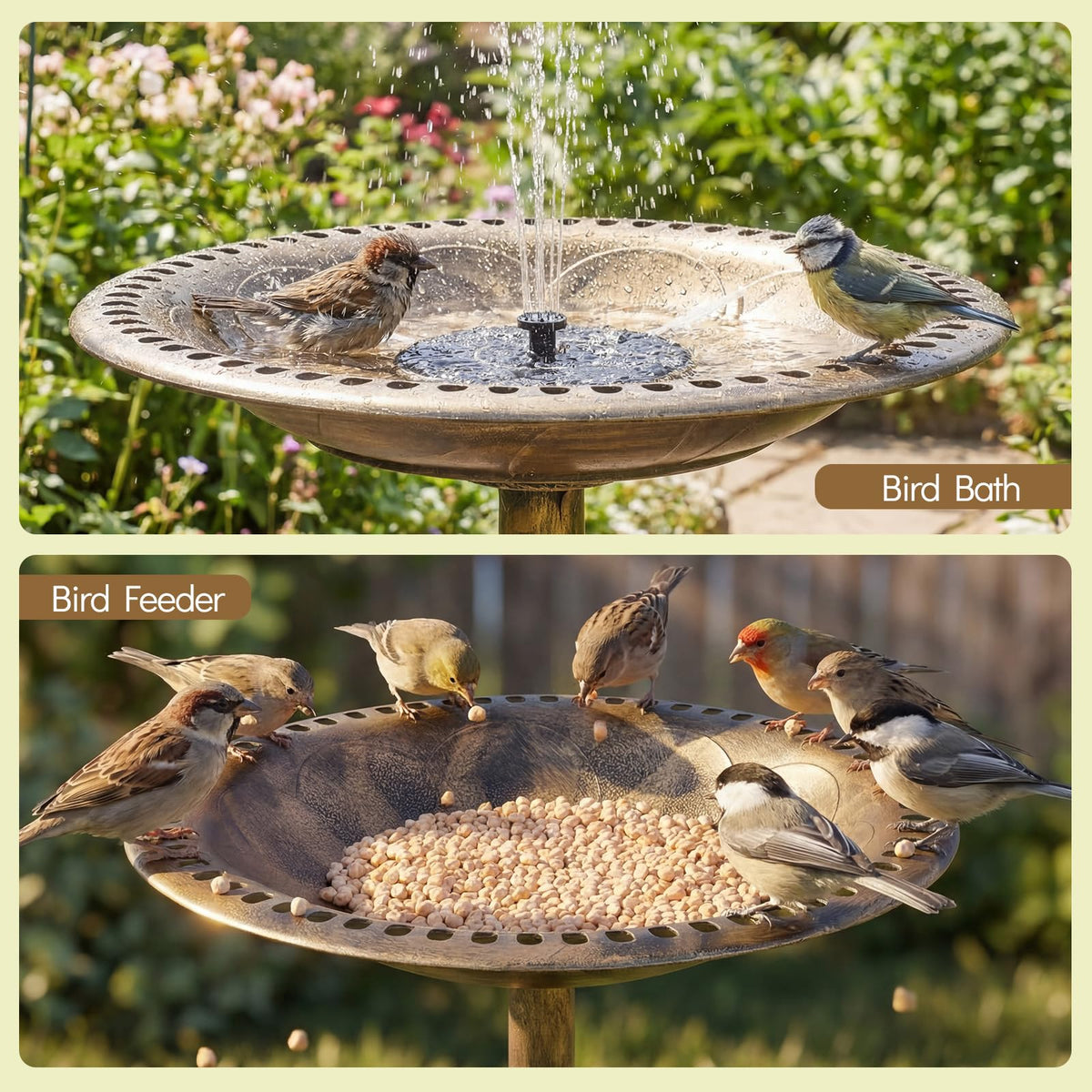 71cm Bird Bath with Solar Powered Fountain, Outdoor Pedestal Birdbath