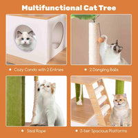 Large Cat Tree w/Litter Box Enclosure, Hidden Cat Washroom