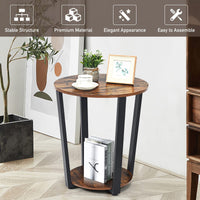 Giantex Round End Table, 2-Tier Metal Sofa Table w/Storage Shelf, Round Side Table