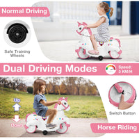 12V Unicorn Ride on Toy, Kids Ride on Car Pony with Training Wheels