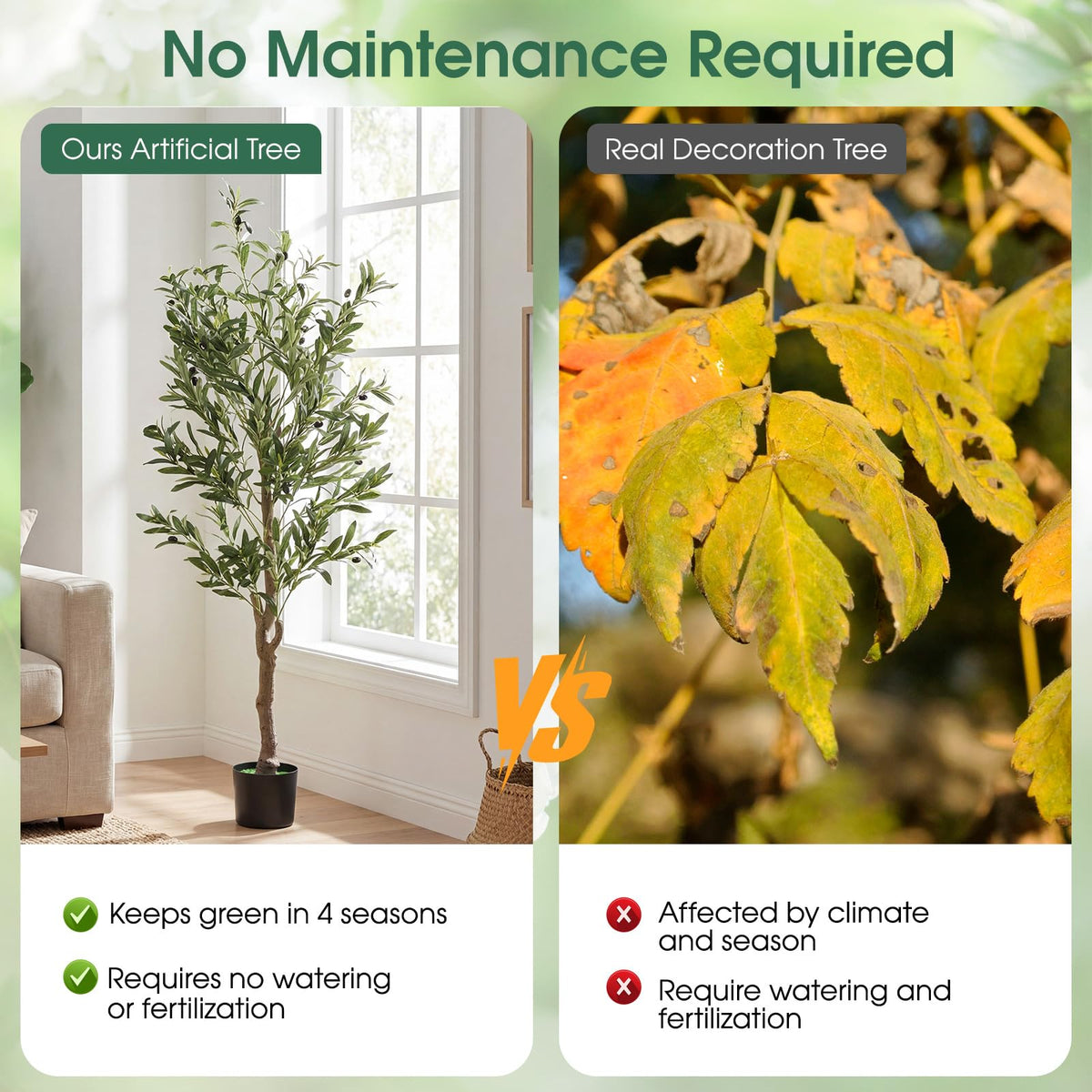 1.5M Tall Faux Greenery Plants with Realistic Fruits and Mosses