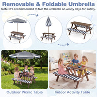 Kids Picnic Table with Bench, Fir Wood Toddler Outdoor Table Set