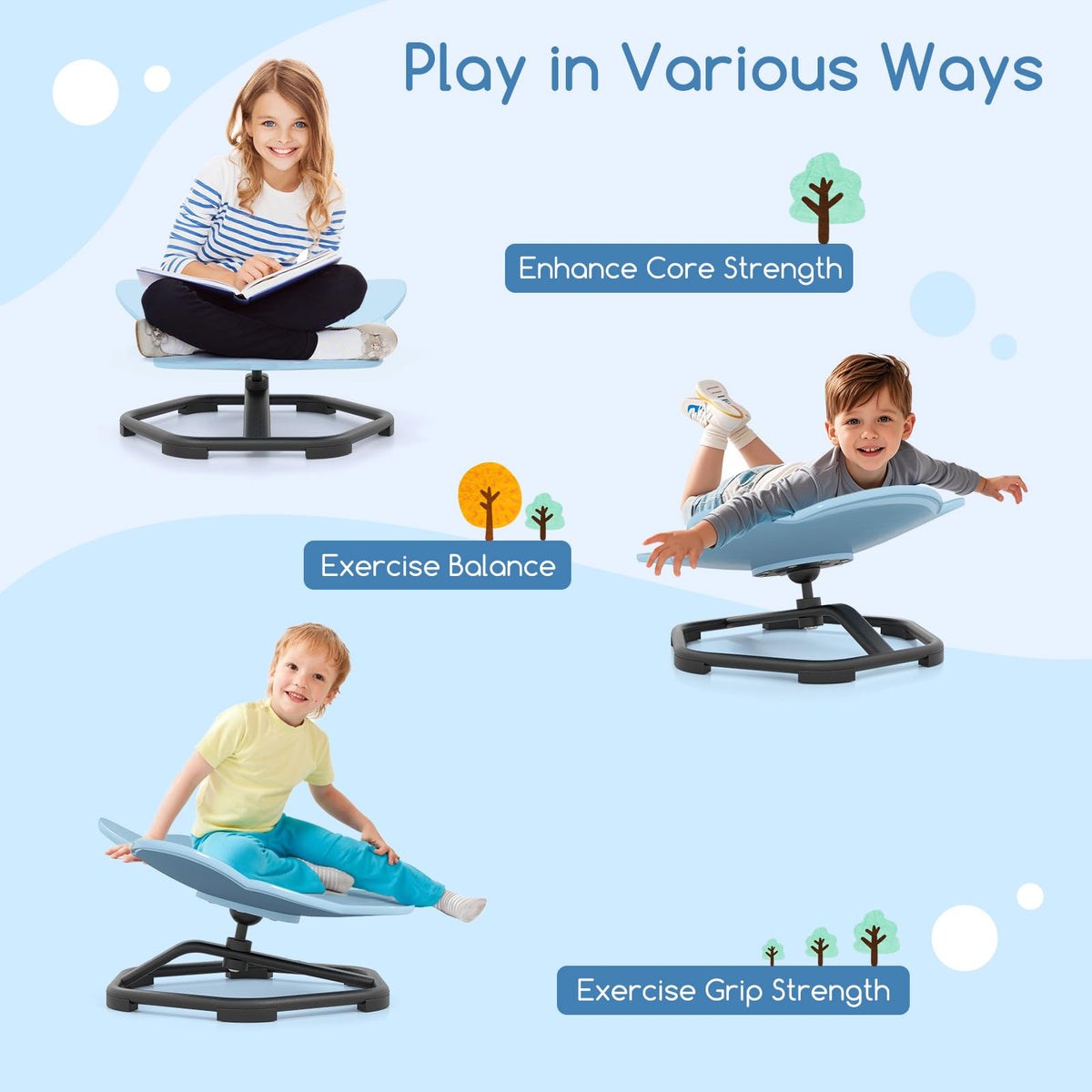 Elephant Sensory Swivel Chair with Non-Slip Metal Base for Autistic Kids