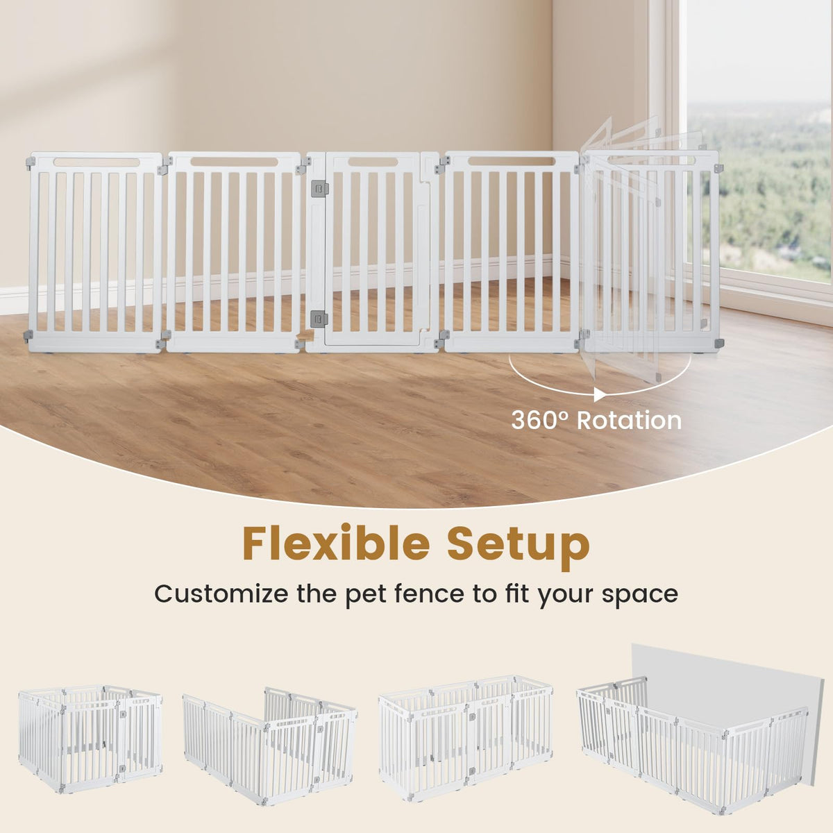 Indoor Outdoor Dog Playpen, 81cm Height, 8 Panels, Plastic Pet Fence