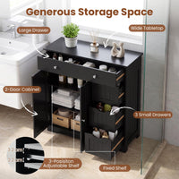 Giantex Bathroom Floor Cabinet, Large Storage Cabinet with 4 Drawers
