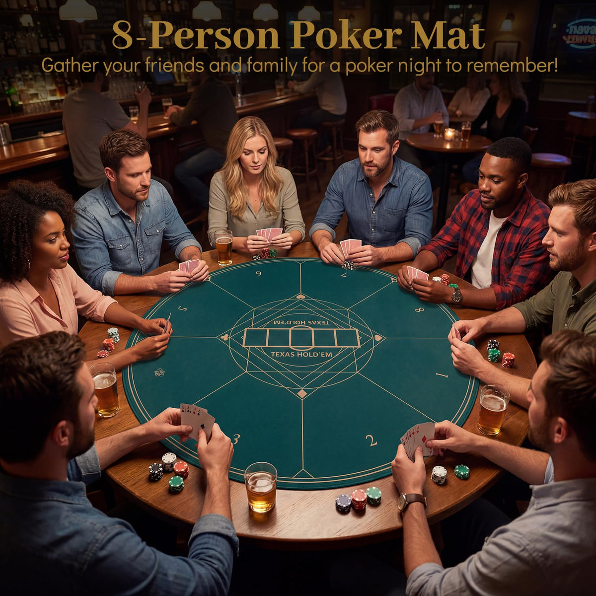 Round Poker Mat for Texas Hold'em 100 cm/120 cm/140 cm