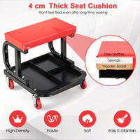 Rolling Creeper, Garage/Shop Seat, Soft Padded Mechanic Seat with Tool Tray Storage