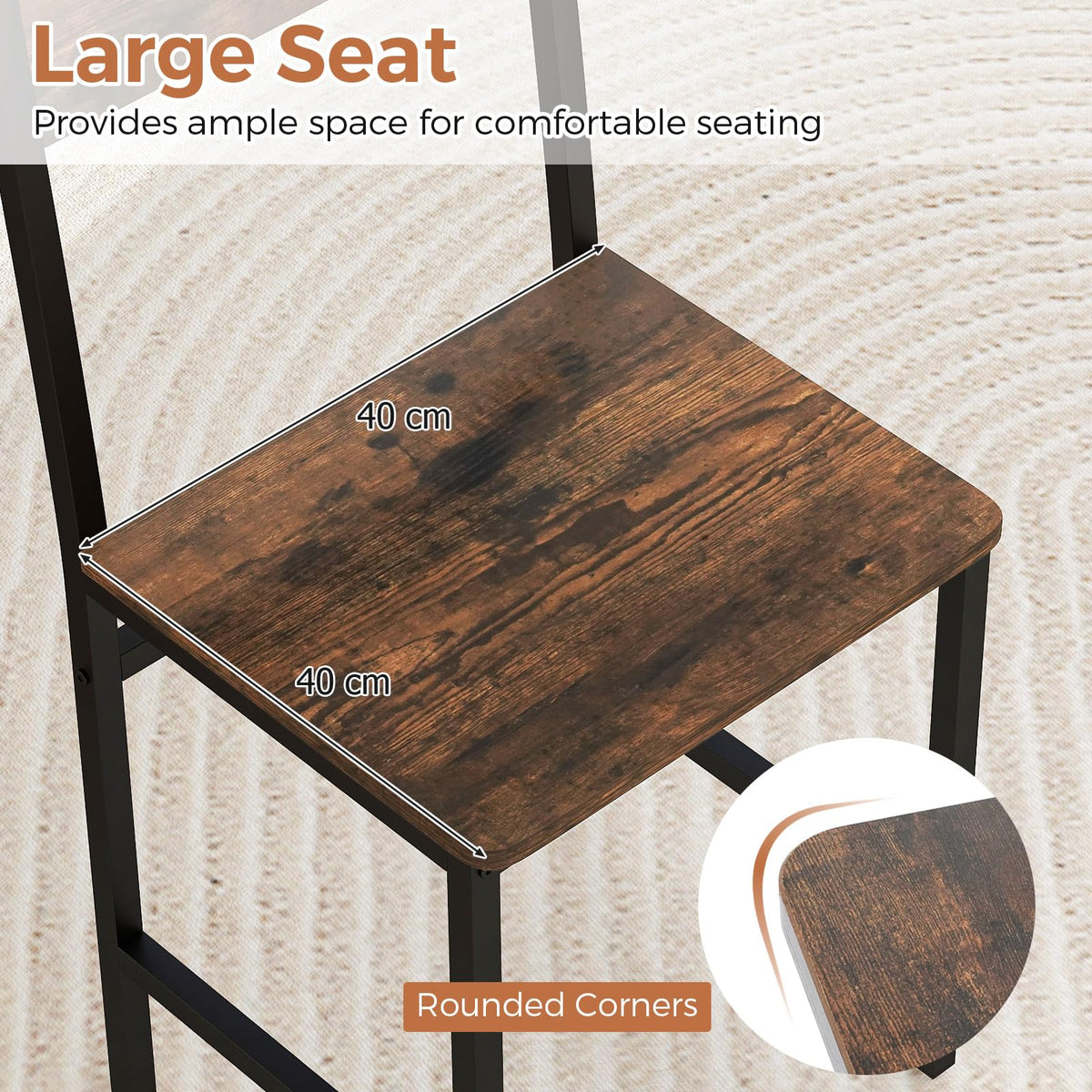 Dining Chairs Set of 2/4, Rustic Wood & Metal Frame