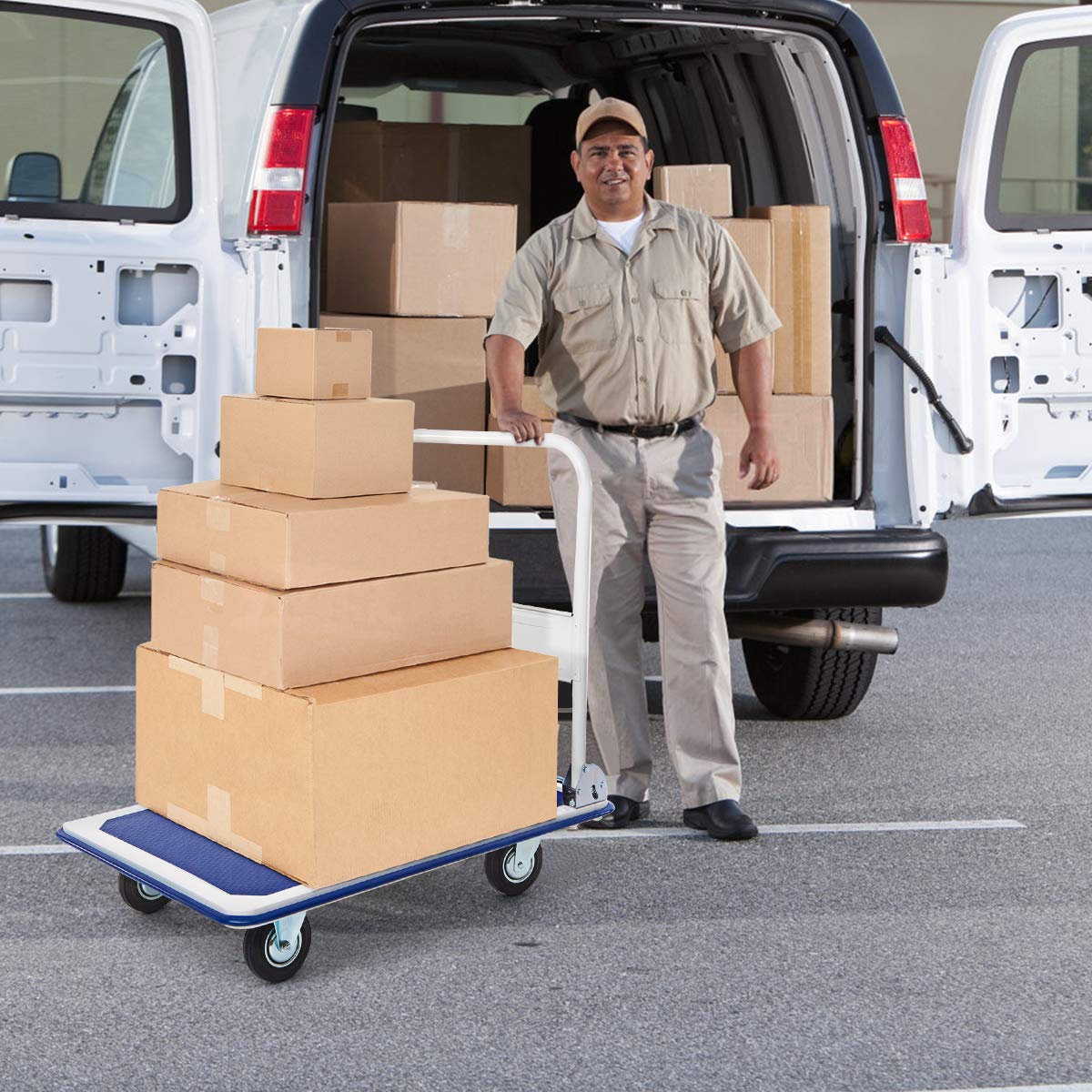 Folding Platform Truck with Swivel Wheels for Loading/Storage