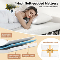Single Size Folding Bed with Memory Foam Mattress & Pillow