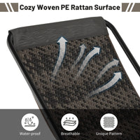 Outdoor PE Wicker Folding Sling Chair with Armrests and Metal Frame