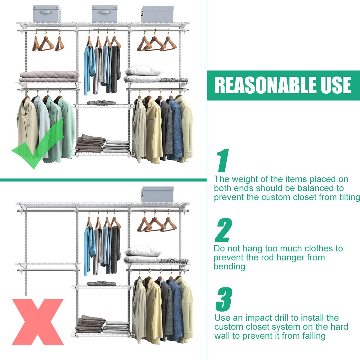 Giantex Custom Closet Organizer, Smart Closet Organizer System, Metal Hanging Storage Organizer Rack