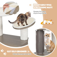 2 in 1 Cat Tree with Litter Box Enclosure, Modern Cat Tower with Cat Condo, Top Perch, Scratching Board