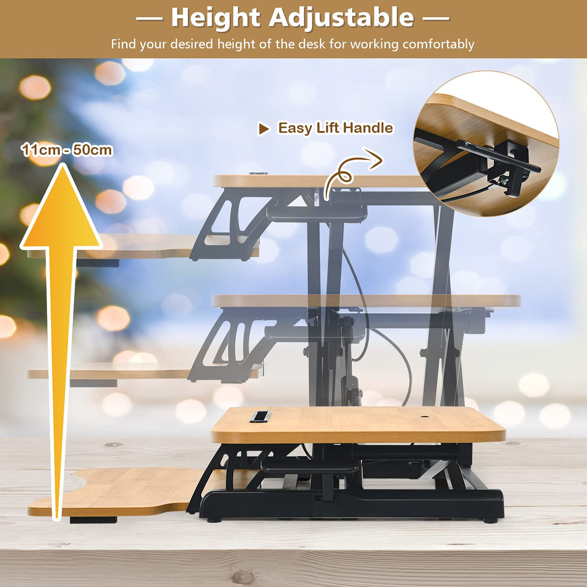 Giantex Standing up Desk, Height Adjustable Stand Up Desk Riser w/Large Platform & Tablet Holder