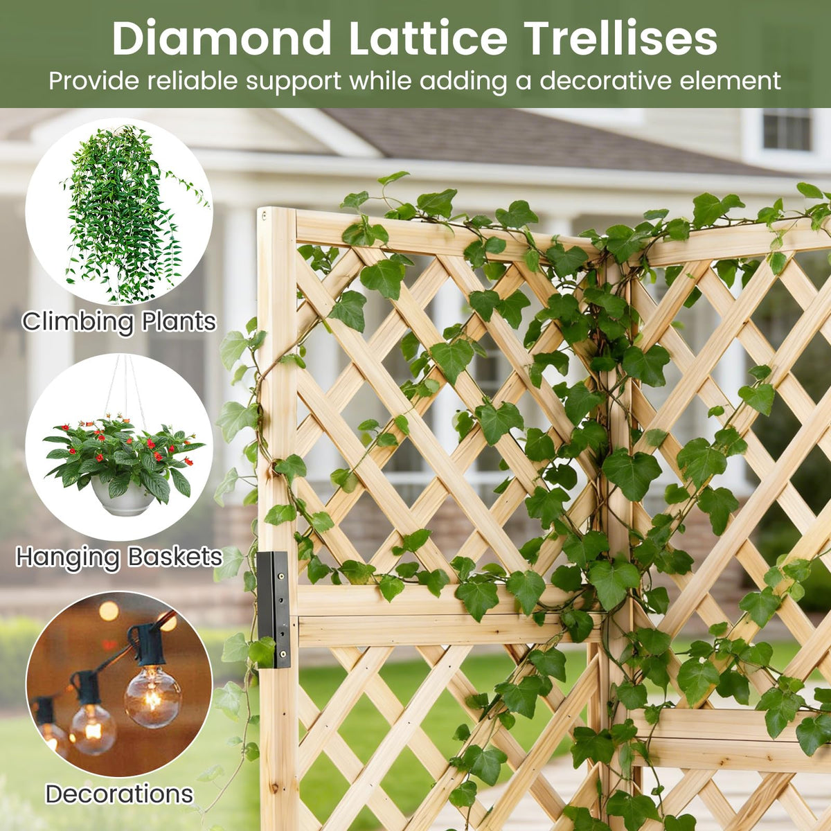 Corner Raised Garden Bed with Trellises for Climbing Plants Vegetables for Yard
