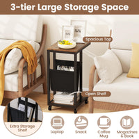 C-Shaped Side Table on Wheels