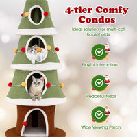 Large Christmas Cat Tree for Indoor Cats, 154 cm Cute Cat Tower with 4 Condos