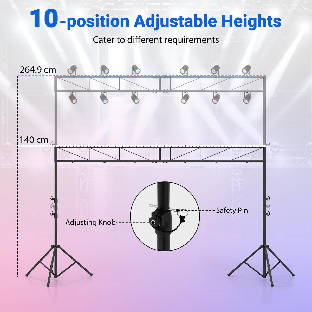 Portable Lighting stand System, Height Adjustable DJ Light Stand