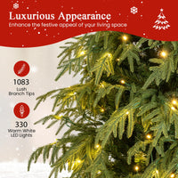 Pre-Lit Artificial Christmas Tree with 1083 Soft TPE and PVC Mixed Branch Tips
