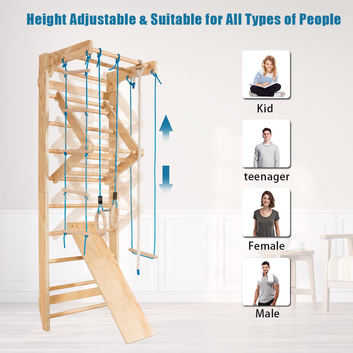 Wooden Rung Wall, Climbing Wall, Climbing Frame, Home Sports Equipment ...