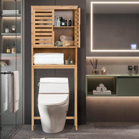 Bamboo Over The Toilet Storage Cabinet Bathroom Spacesaver w/Adjustable Shelf