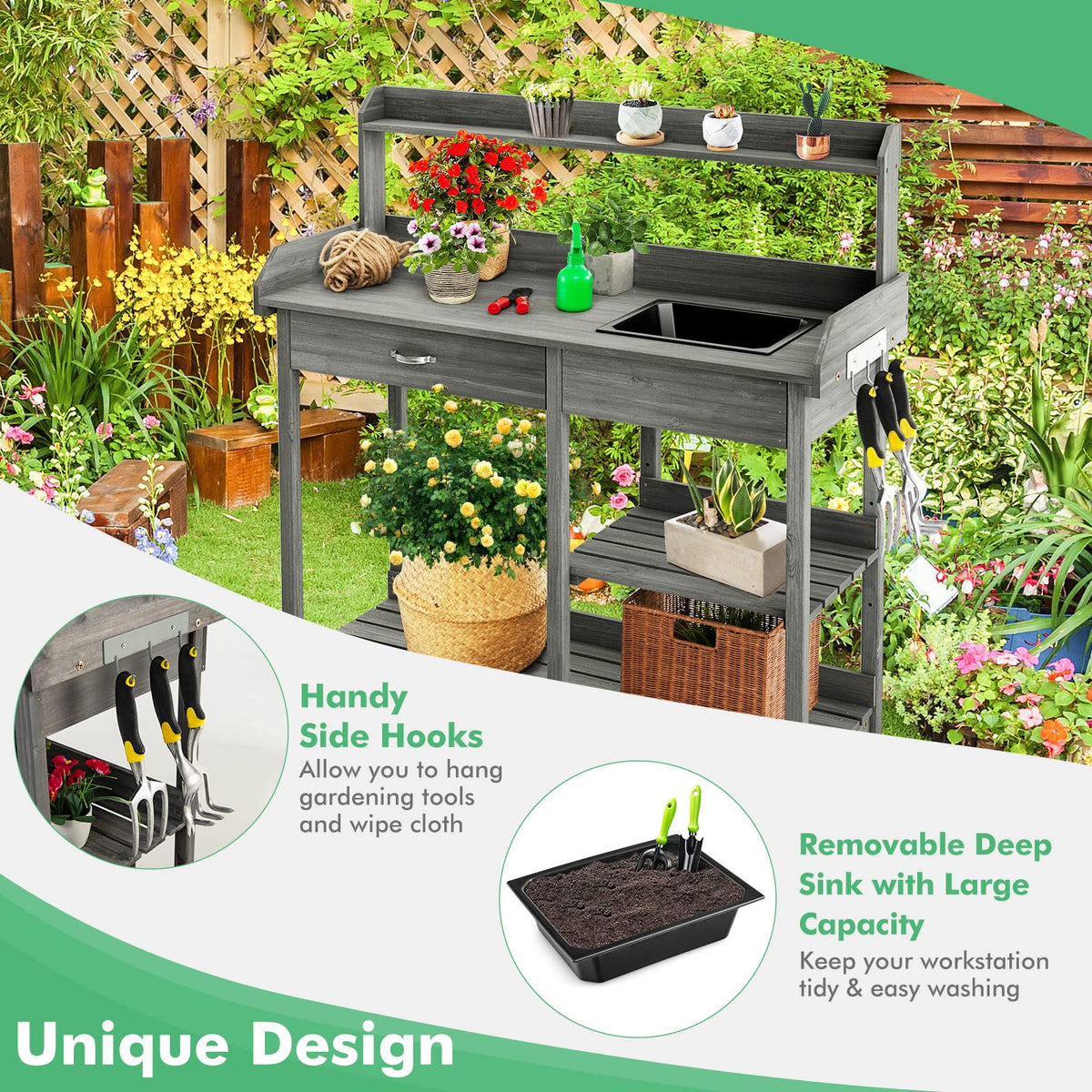 Giantex Garden Potting Bench Table, Wooden Potting Work Table – Giantex.au