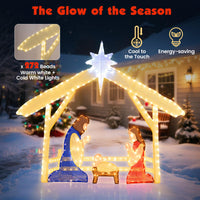 121cm Pre-lit Christmas Holy Family Set with 272 Warm Cold White LED Lights