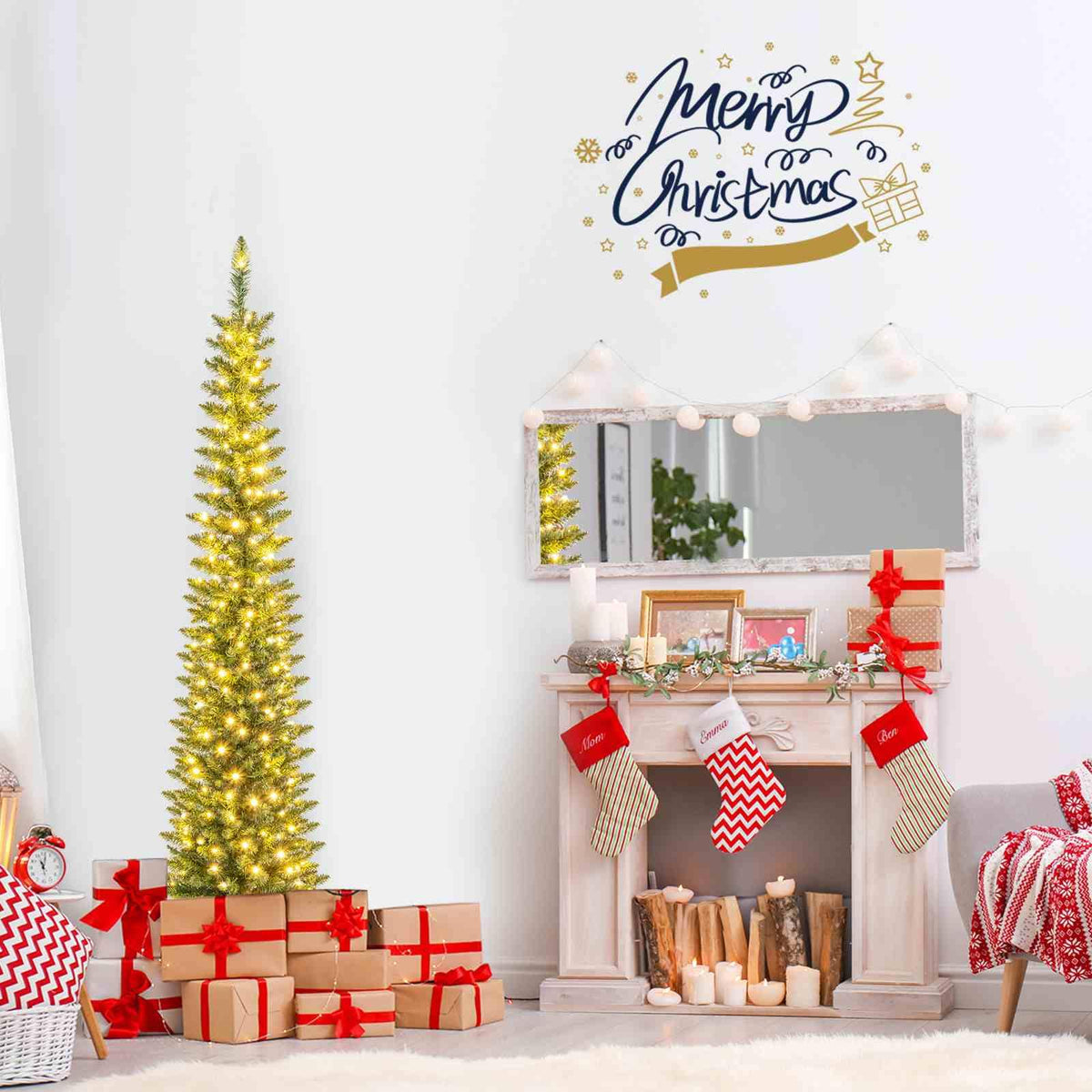Artificial Christmas Tree with Branch Tips and Warm LED Lights