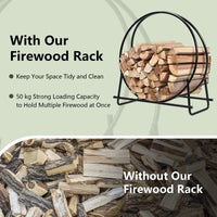 30" Tubular Steel Log Hoop Firewood Storage Rack Holder Round Display