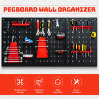 Costway 3PCs Pegboard Wall Organizer Board Kit Metal Toolboard Wall Hanging Rack w/25 Accessories Kitchen Garage