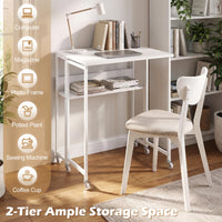 Giantex 63 cm Small Folding Desk with Smooth Rolling Wheels
