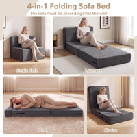 4-in-1 Folding Sofa Bed with Corduroy Cover for Adults