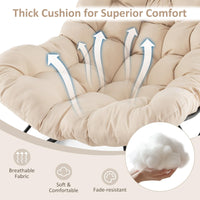 Oversized Papasan Chair with Padded Cushion & Metal Frame