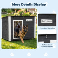 Wooden Dog House Outdoor Weatherproof with PVC Curtain 2 Size