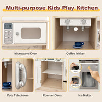 Wooden Pretend Play Kitchen with Deluxe LED Lighting Effects for Boys & Girls