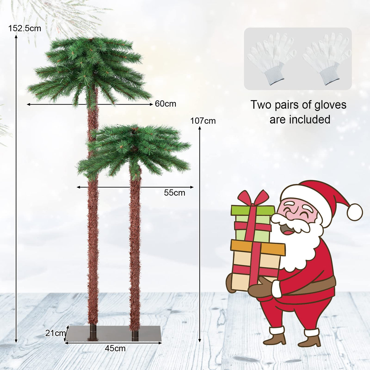 Pre-Lit Artificial Palm Tree with 100 LED Lights for Christmas