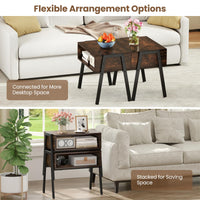 Nightstand Set of 2, Stackable End Tables with Storage Compartment