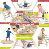 Foldable Montessori Climbing Toys w/Arch Climber, Reversible Ramp, Climbing Rope