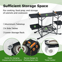 Camping Kitchen Table Folding Portable Outdoor Cook Station with 4 Side Tables