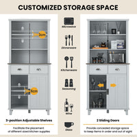 Buffet Cabinet with Hutch Sliding Doors and Drawers for Pantry