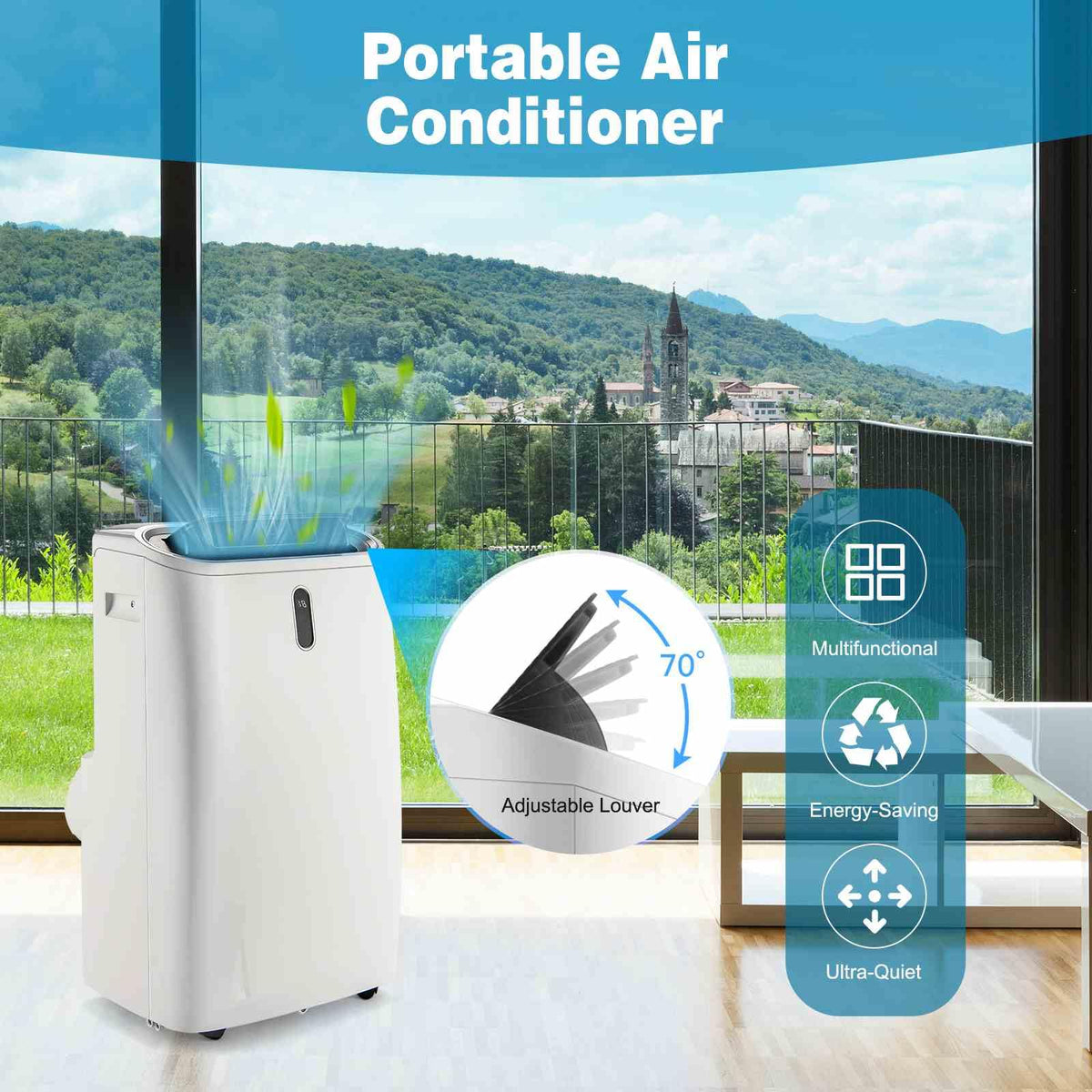 14000/16000 BTU 4-in-1 Portable Air Conditioner with Fan and Sleep Mode