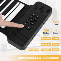 88 Keys Roll Up Piano with 128 Rhythms Tones and Sustain Pedal for Beginners