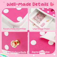 Kids Vanity Set with Tri-folding Mirror, Drawer and Stool