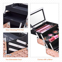 Giantex Portable Mini Makeup Case Beauty Box w/Mirror Professional Organiser Diamond