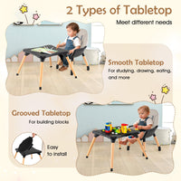 Convertible Table Chair Set w/Building Block Table, Safety Harness, Removable Tray