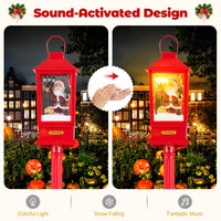 1-Piece Christmas Street Lamp 155cm with Snow Globe and Santa Music for Porch